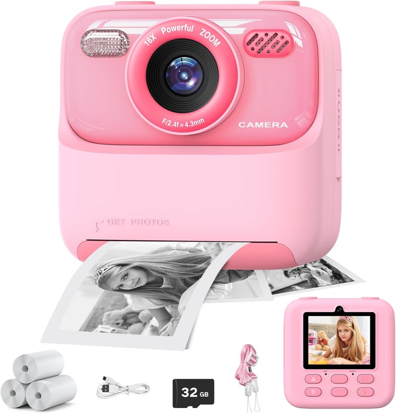 masterbee Kid Camera Instant Print Photo, Birthday Gifts for Girls and Boys, Kids Digital Camera Toys, 1080P HD Video, 3 4 5 6 7 8 9 10 11 12 Year Old Boy Gifts/Girl Gifts - Image 1
